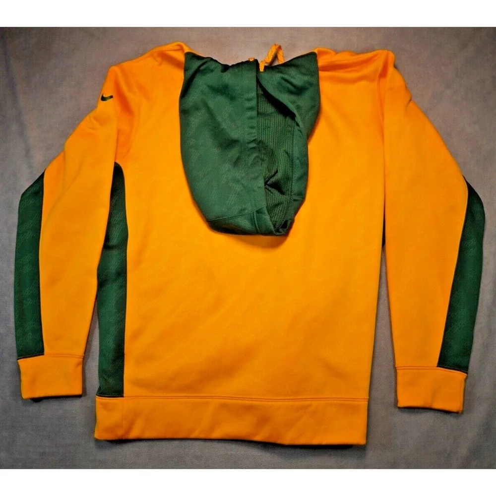 Nike Therma-Fit NDSU Bison Pullover Hoodie Sweatshirt Gold Green L‎ Pockets